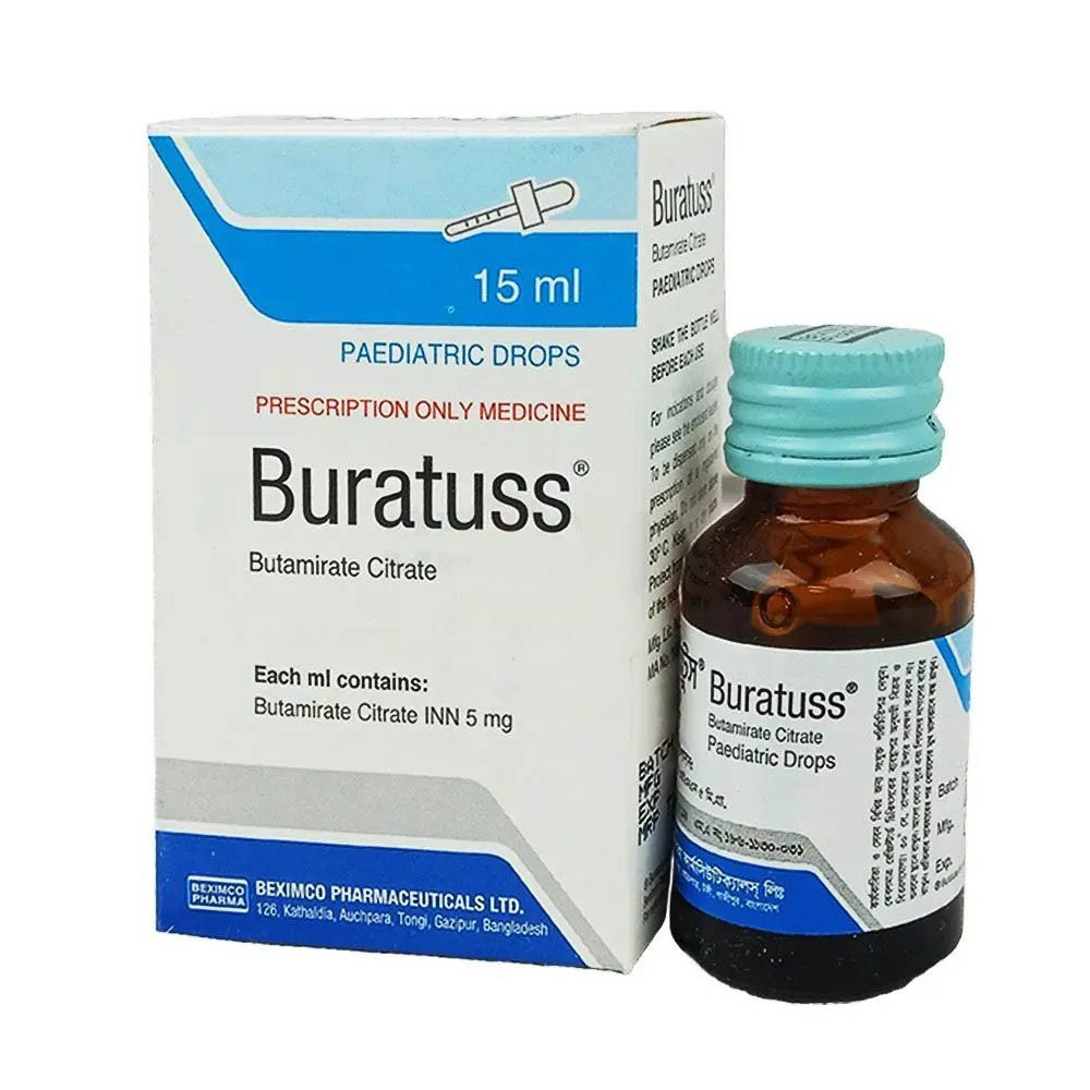Pack Image: Buratuss 5 mg Pediatric Drop (15 ml bottle)