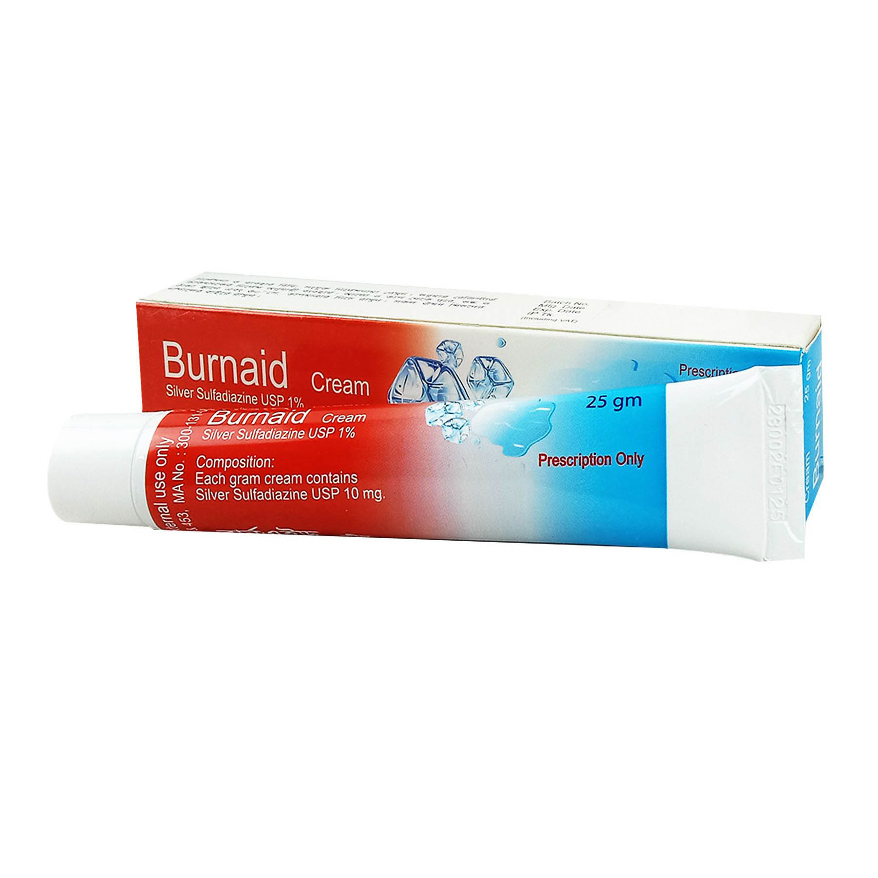 Pack Image: Burnaid 1% Cream (25 gm tube)