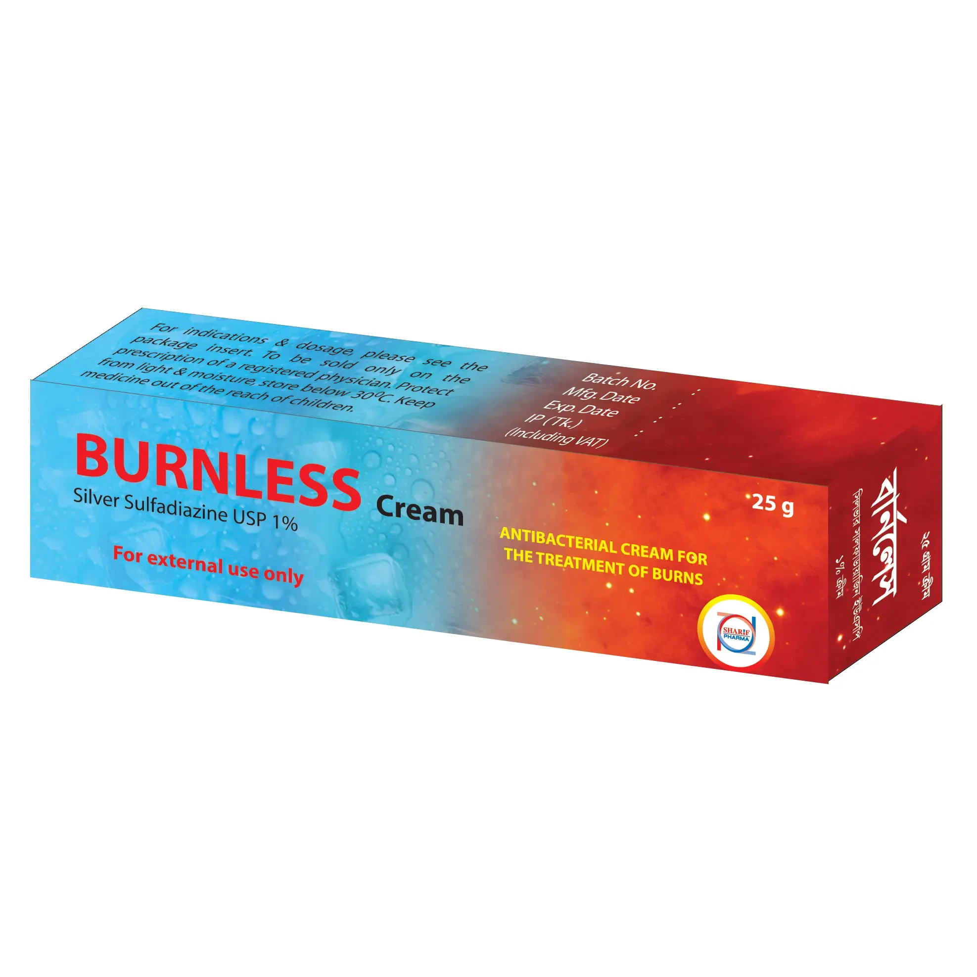 Pack Image: Burnless 1% Cream (25 gm tube)