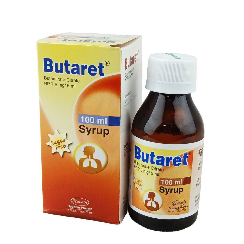 Pack Image: Butaret 7.5 mg Syrup (100 ml bottle)