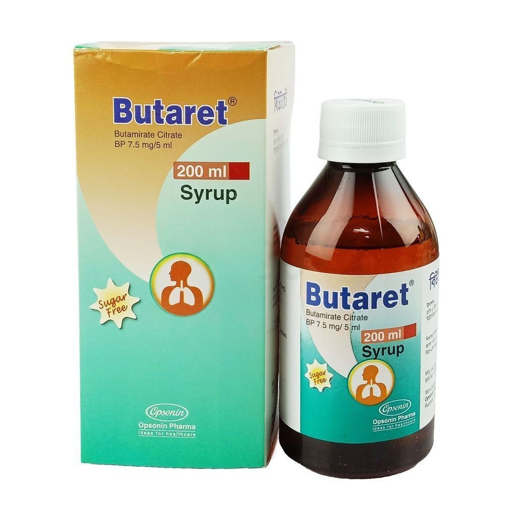 Pack Image: Butaret 7.5 mg Syrup (200 ml bottle)
