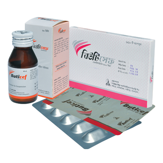 Pack Image: Buticef 90 mg Suspension (60 ml bottle)