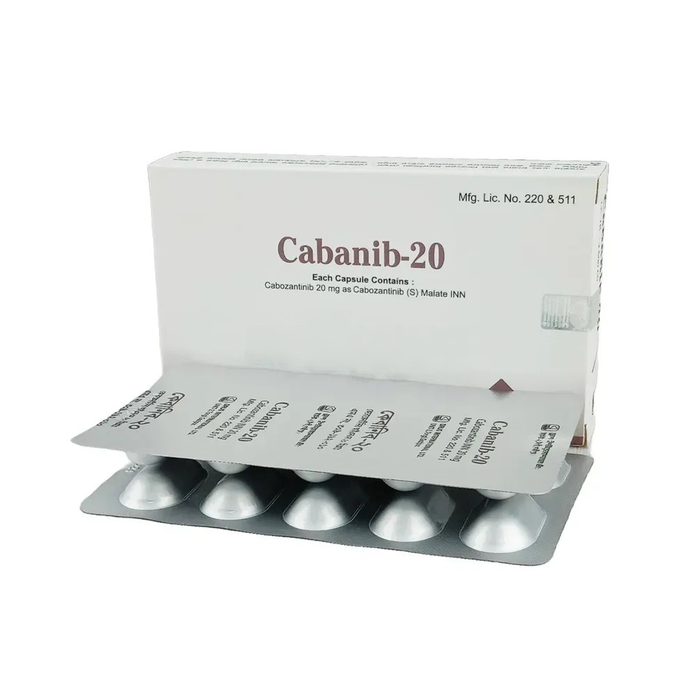 Pack Image: Cabanib 20 mg Capsule (3 x 10)