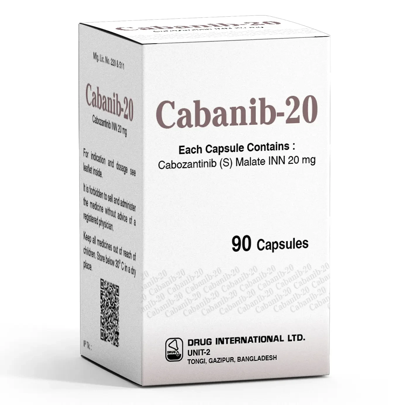 Pack Image: Cabanib 20 mg Capsule (3 x 10)