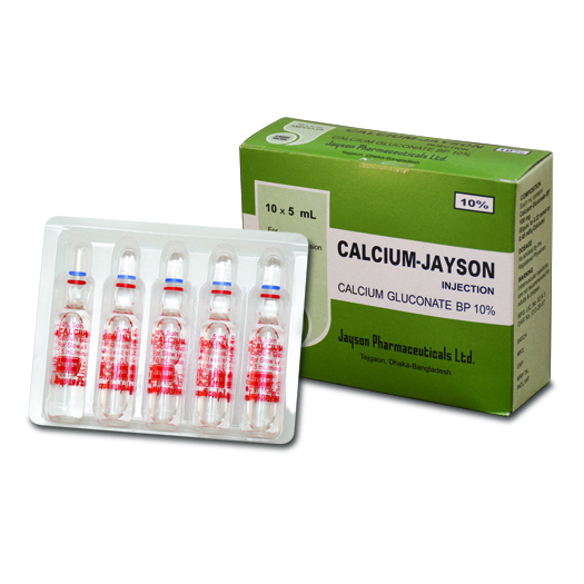 Pack Image: Calcium-Jayson 500 mg Injection (5 ml ampoule)