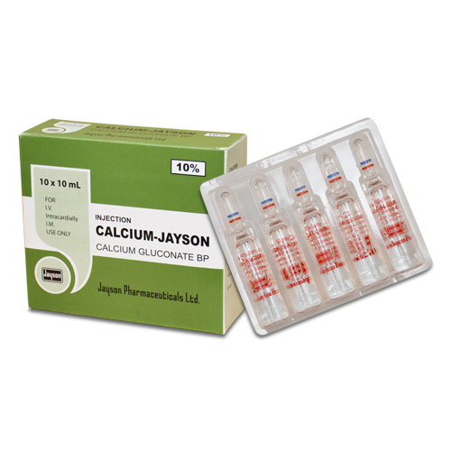 Pack Image: Calcium-Jayson 500 mg Injection (10 ml ampoule)