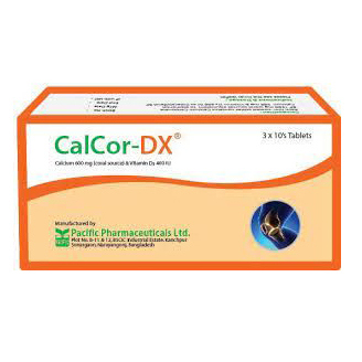 Pack Image: Calcor-DX 600 mg Tablet (3 x 10)