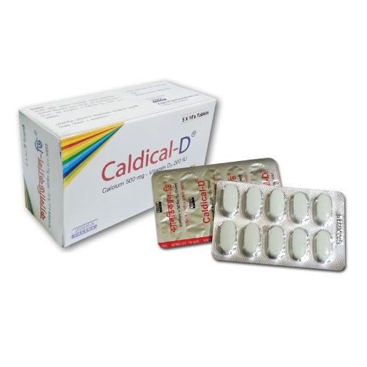 Pack Image: Caldical-D 500 mg Tablet (5 x 10)