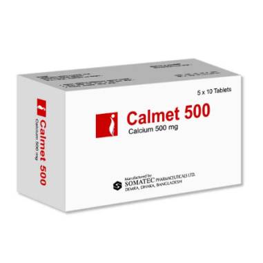 Pack Image: Calmet 500 mg Tablet (5 x 10)