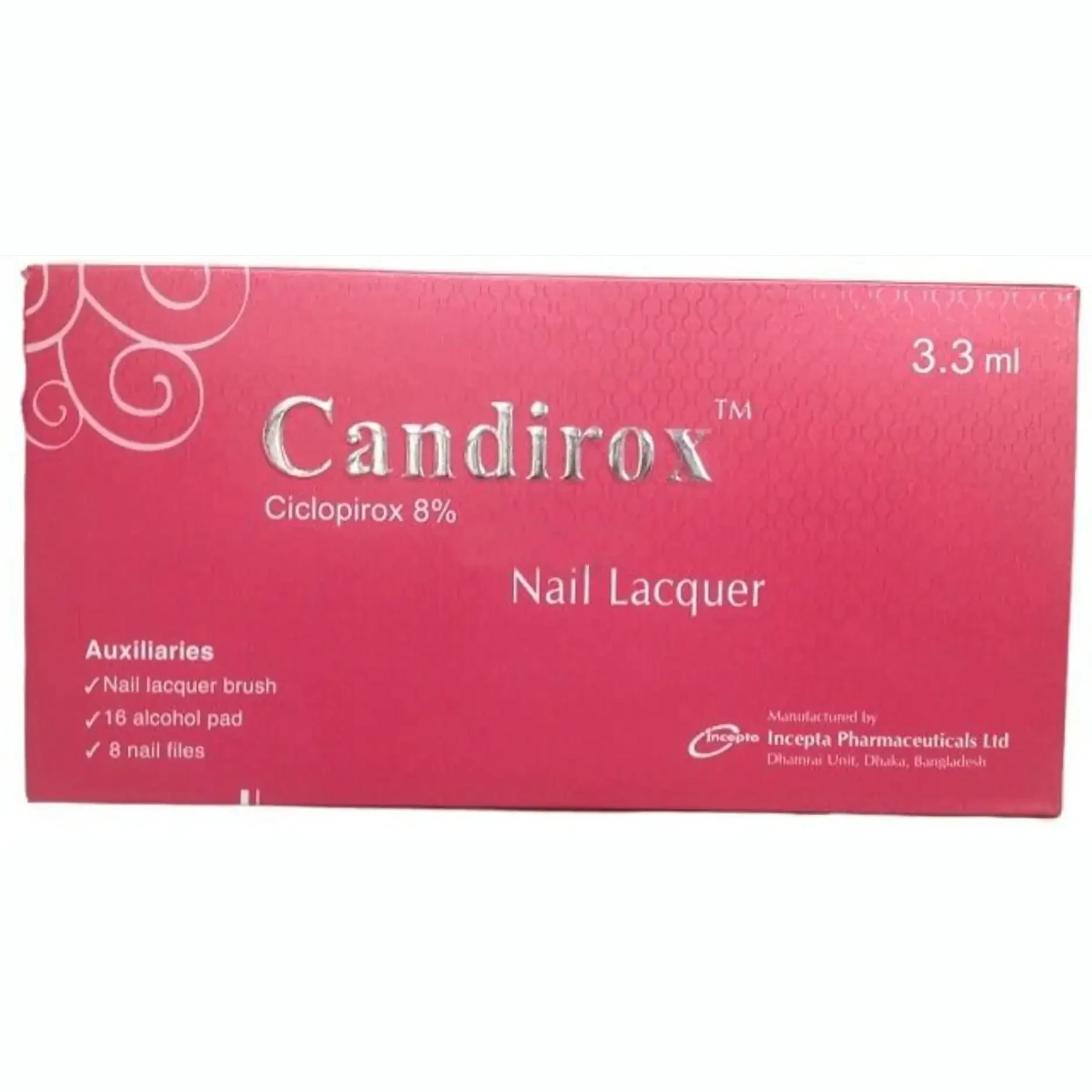 Pack Image: Candirox 8% w Nail Lacquer (3.3 ml bottle)