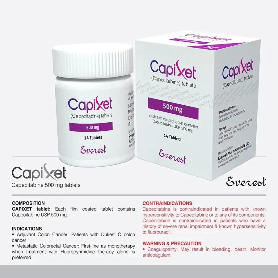 Pack Image: Capixet 500 mg Tablet (1 x 14)