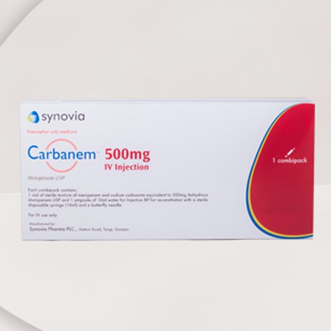 Pack Image: Carbanem 500 mg Injection (500 mg vial)