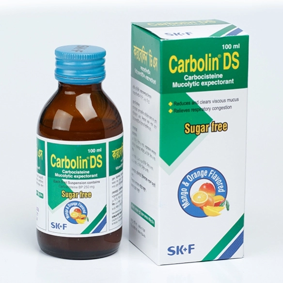 Pack Image: Carbolin DS 250 mg Syrup (100 ml bottle)