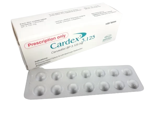 Pack Image: Cardex 3.125 mg Tablet (8 x 14)