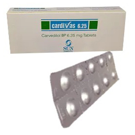 Pack Image: Cardivas 6.25 mg Tablet (5 x 10)