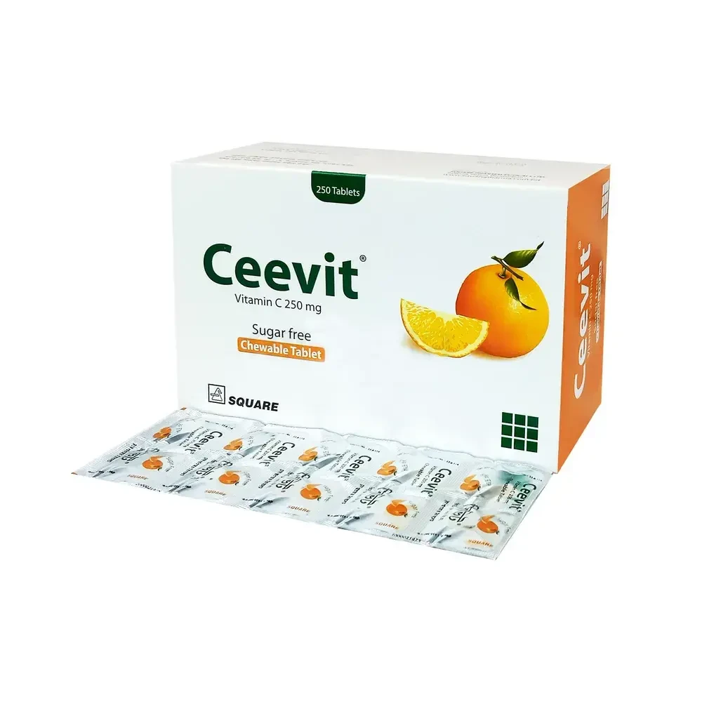 Pack Image: Ceevit 250 mg Chewable Tablet (25 x 10)