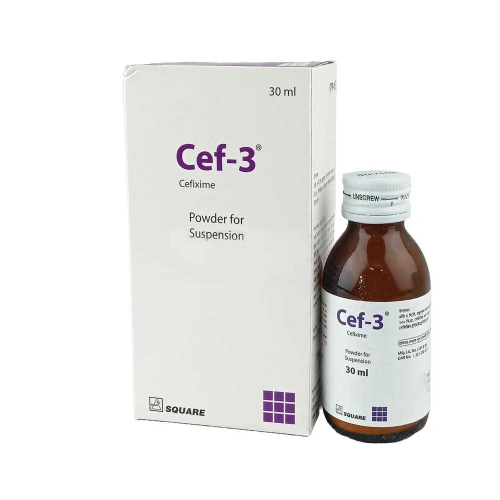 Pack Image: Cef-3 100 mg Suspension (30 ml bottle)