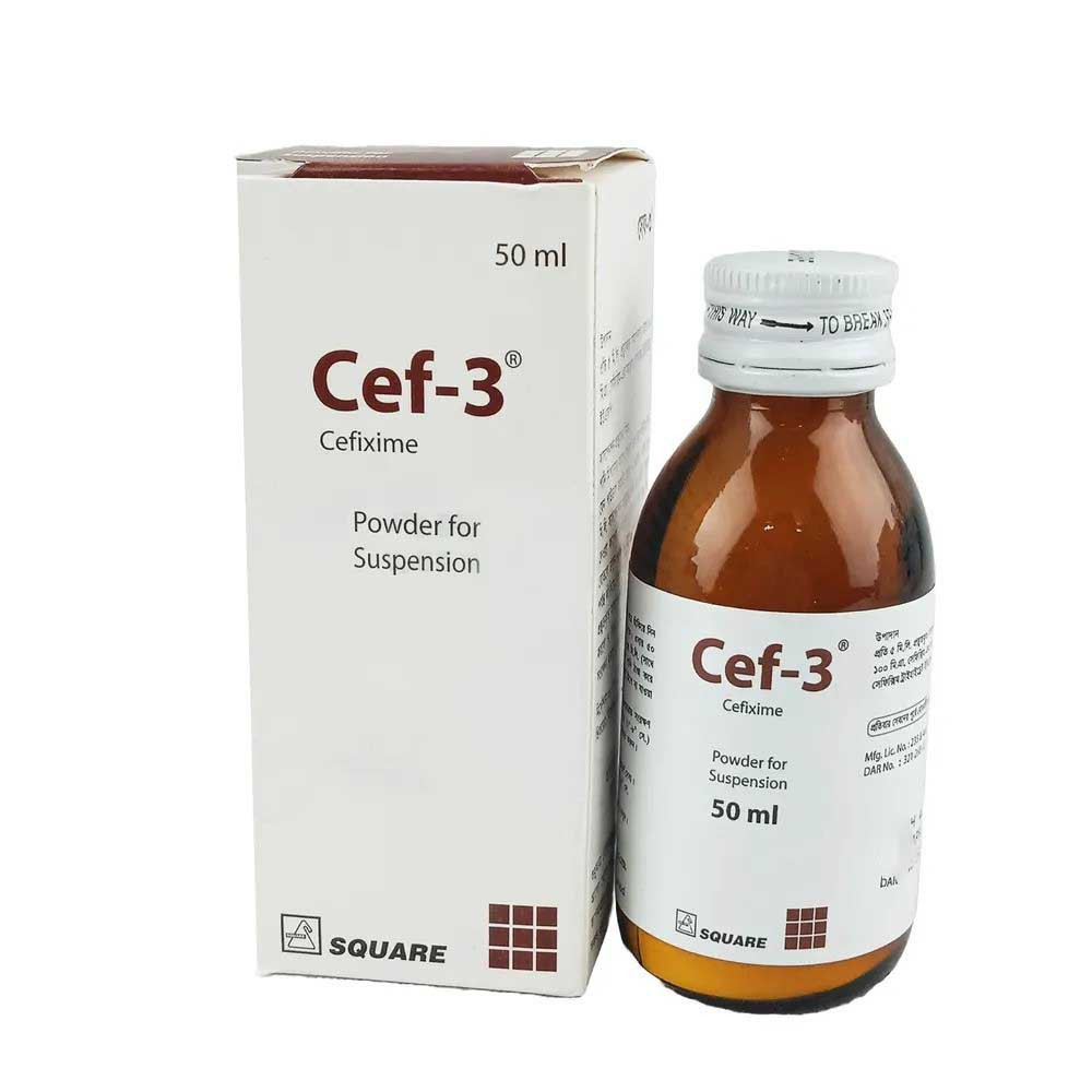 Pack Image: Cef-3 100 mg Suspension (50 ml bottle)