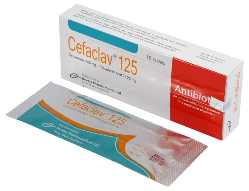 Pack Image: Cefaclav 125 mg Tablet (3 x 6)