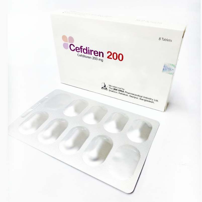 Pack Image: Cefdiren 200 mg Tablet (1 x 8)