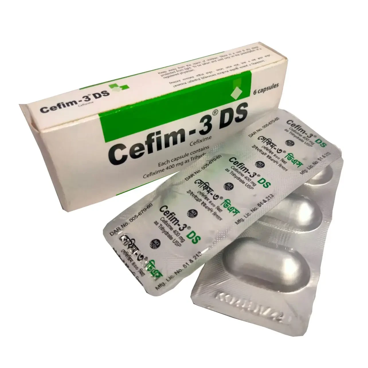 Pack Image: Cefim-3 DS 400 mg Capsule (2 x 3)
