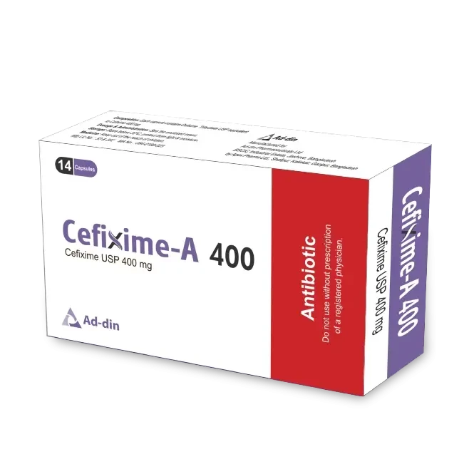 Pack Image: Cefixime-A 400 mg Capsule (2 x 7)