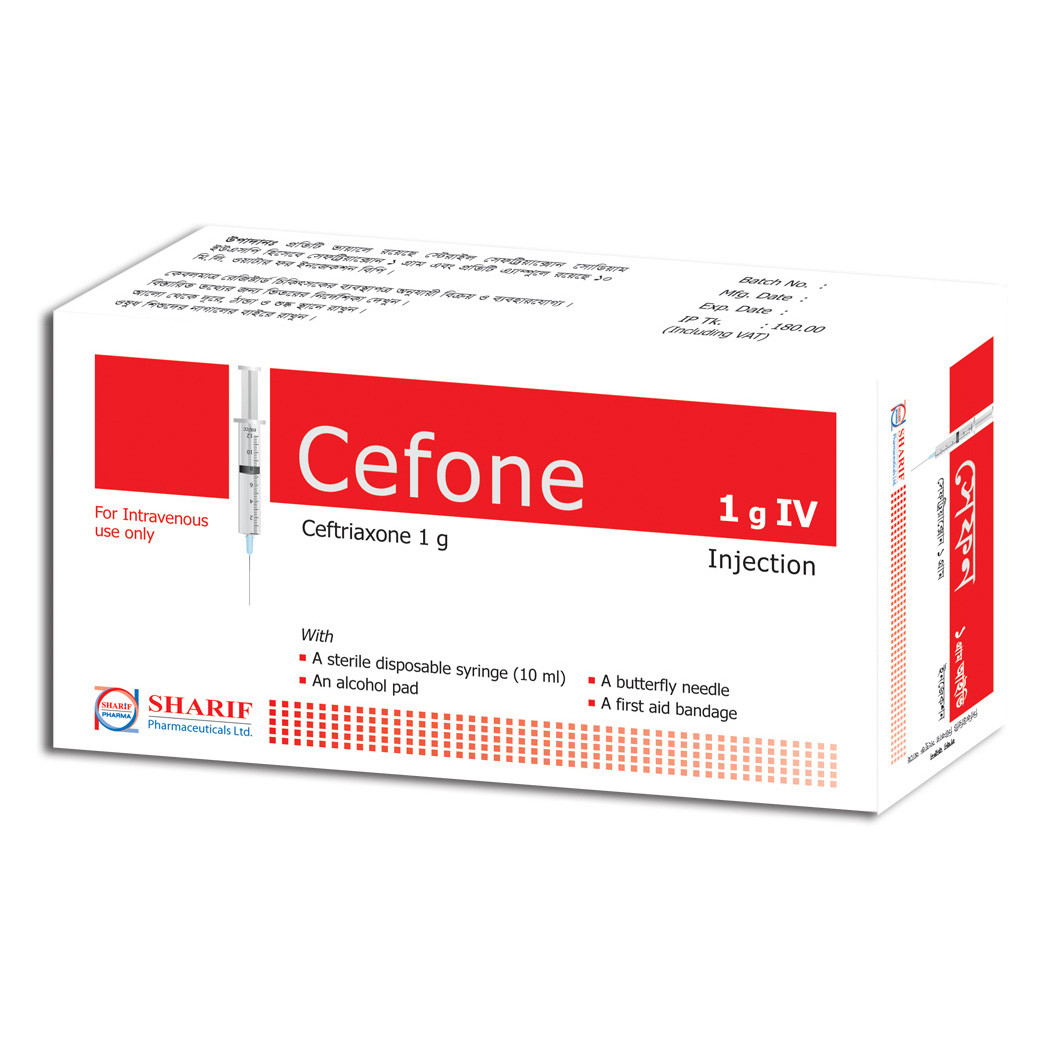 Pack Image: Cefone 1 gm Injection (1 gm vial)