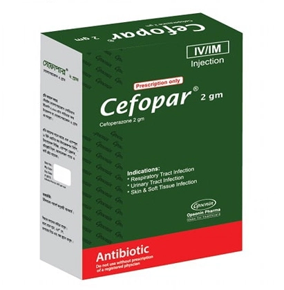 Pack Image: Cefopar 2 gm Injection (2 gm vial)