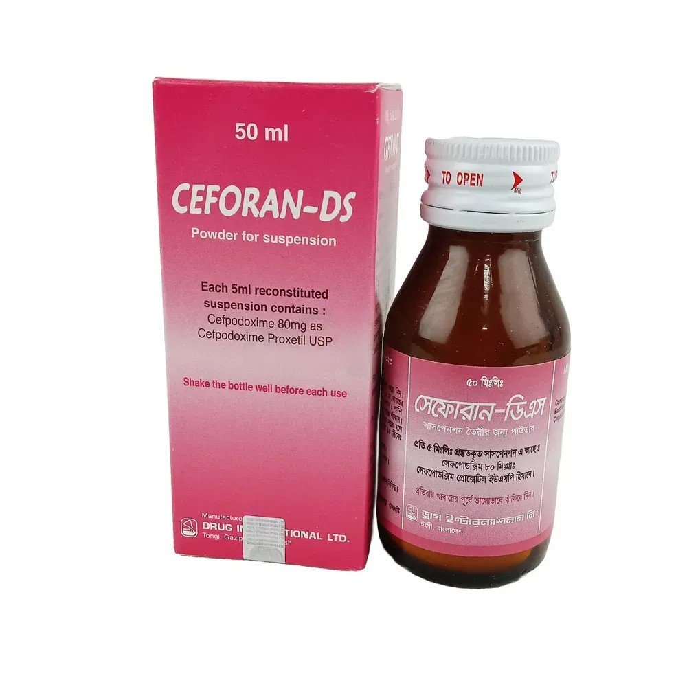 Pack Image: Ceforan DS 80 mg Suspension (50 ml bottle)