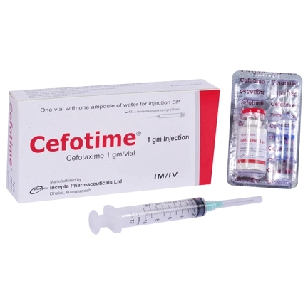 Pack Image: Cefotime 1 gm Injection (1 gm vial)