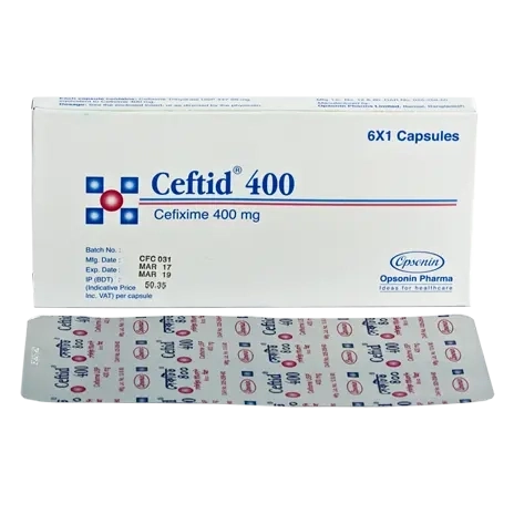 Pack Image: Ceftid 400 mg Capsule (1 x 7)