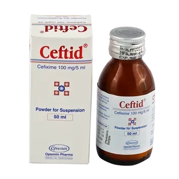 Pack Image: Ceftid 100 mg Suspension (50 ml bottle)