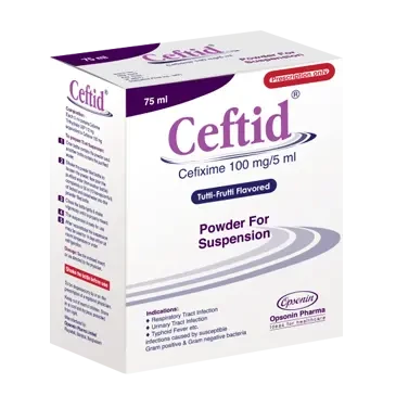 Pack Image: Ceftid 100 mg Suspension (75 ml bottle)