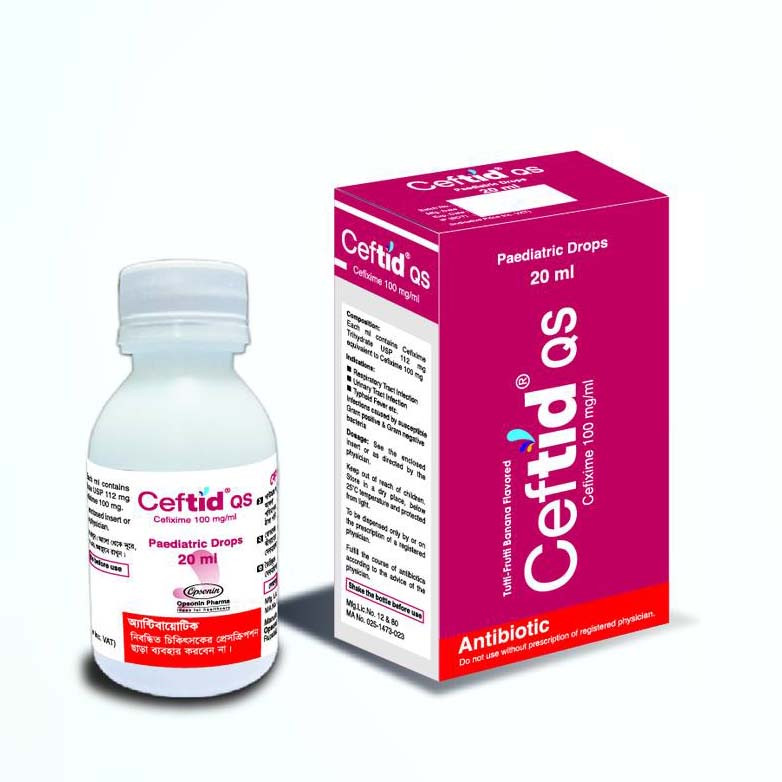 Pack Image: Ceftid QS 100 mg Pediatric Drop (11 ml bottle)