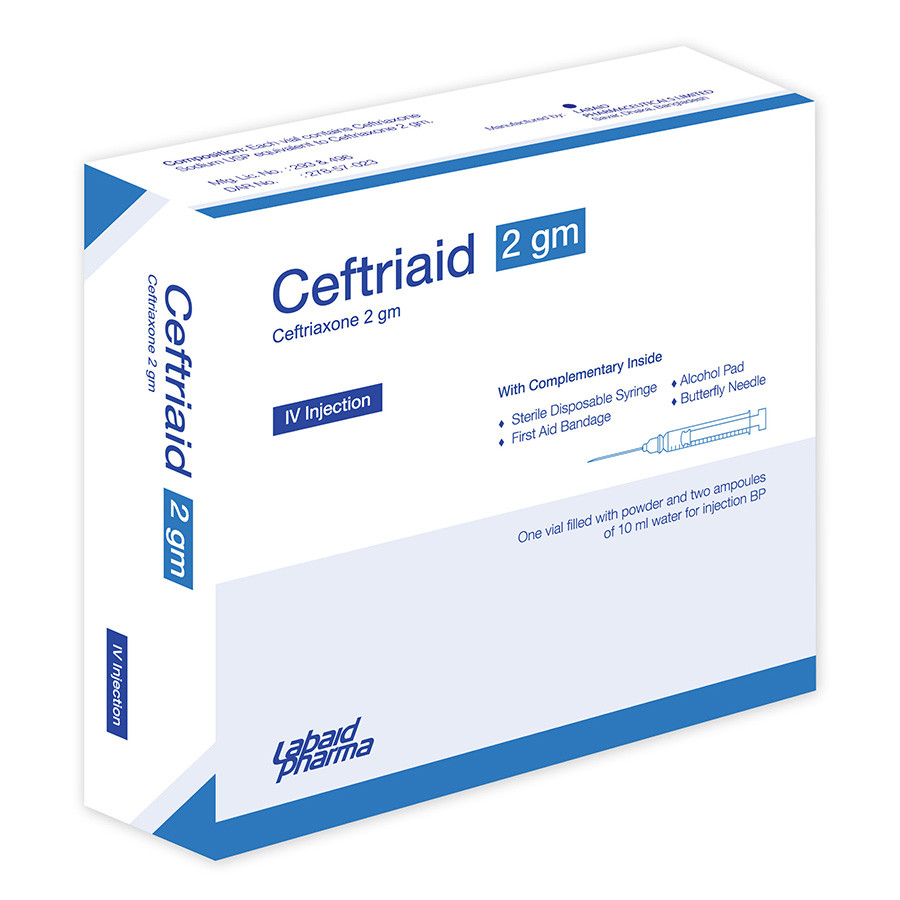 Pack Image: Ceftriaid 2 gm Injection (2 gm vial)