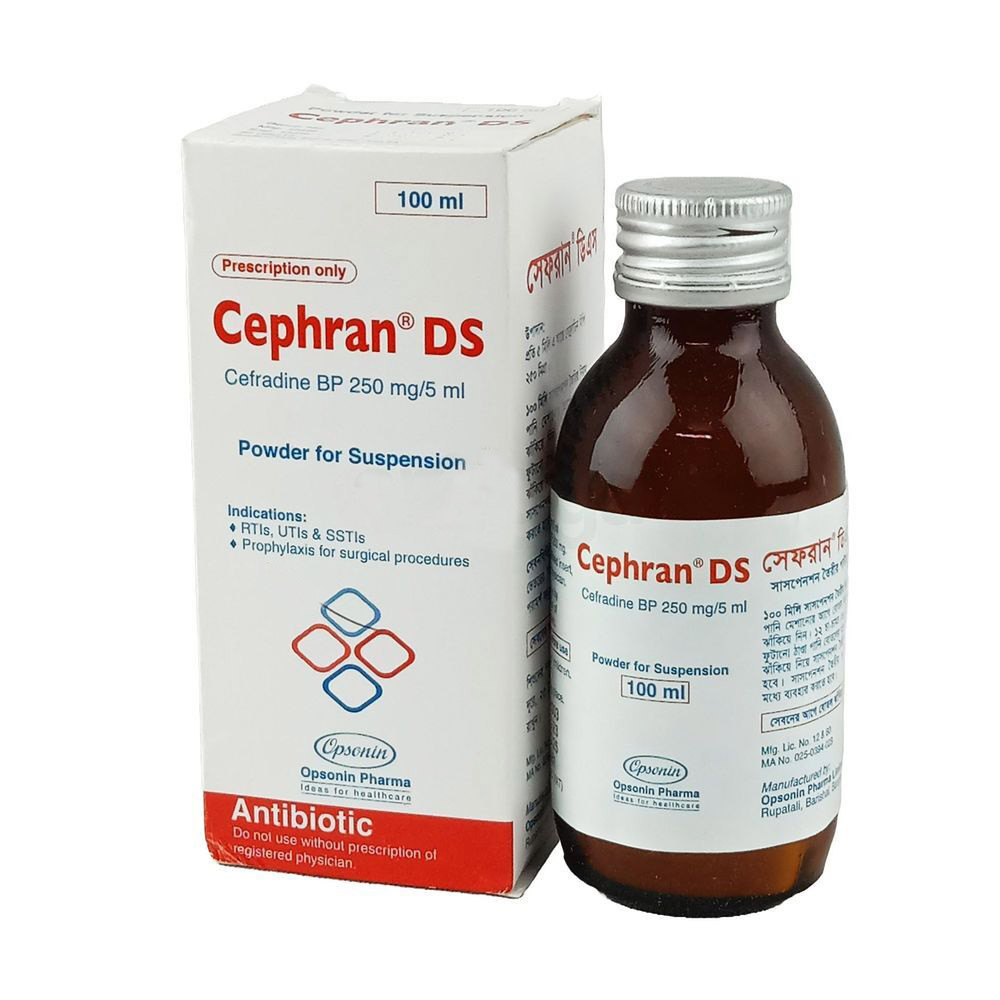 Pack Image: Cephran DS 250 mg Suspension (100 ml bottle)