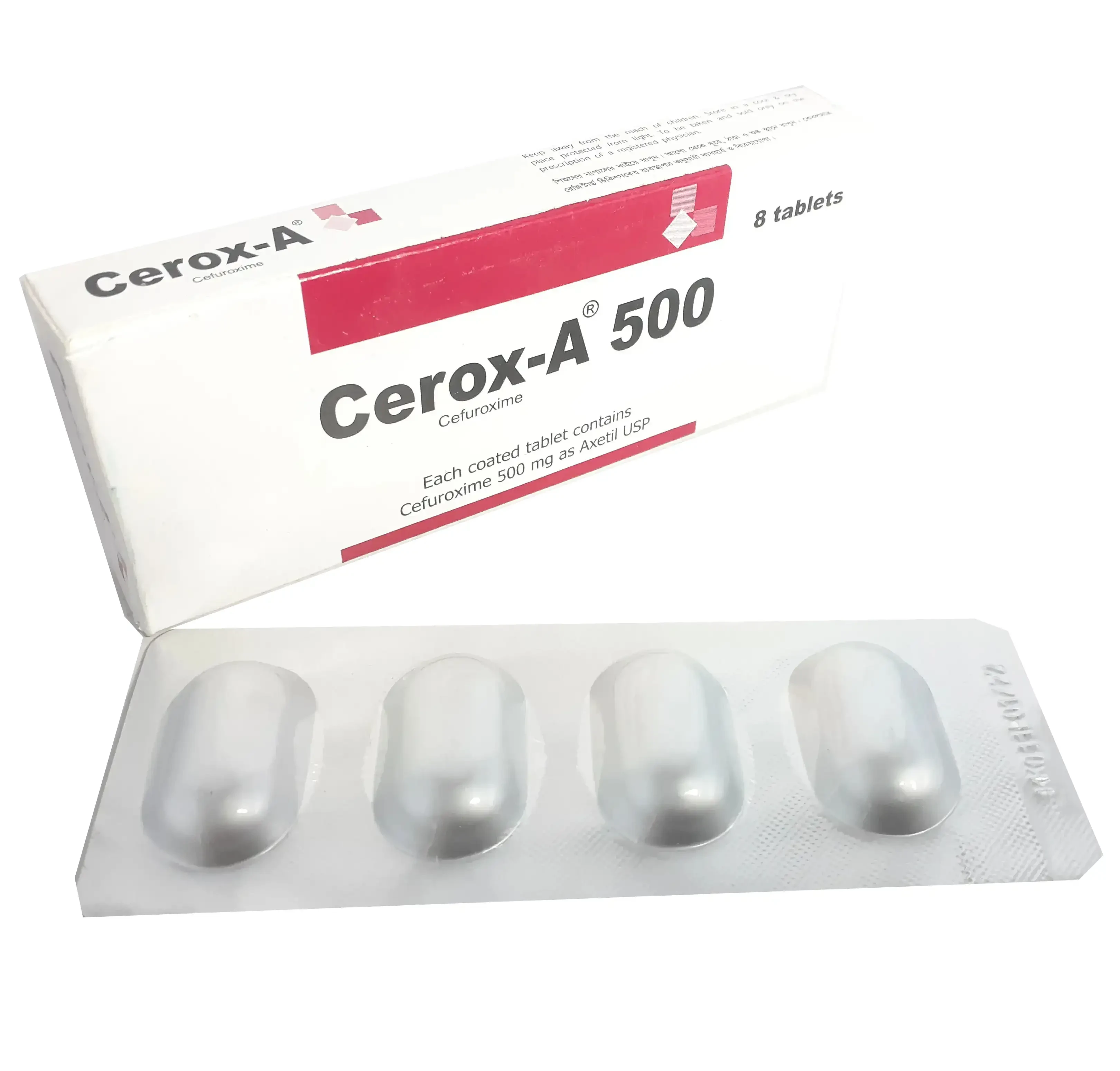 Pack Image: Cerox-A 500 mg Tablet (2 x 4)