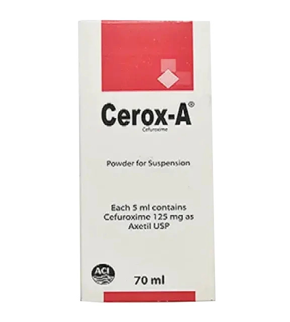 Pack Image: Cerox-A 125 mg Suspension (70 ml bottle)