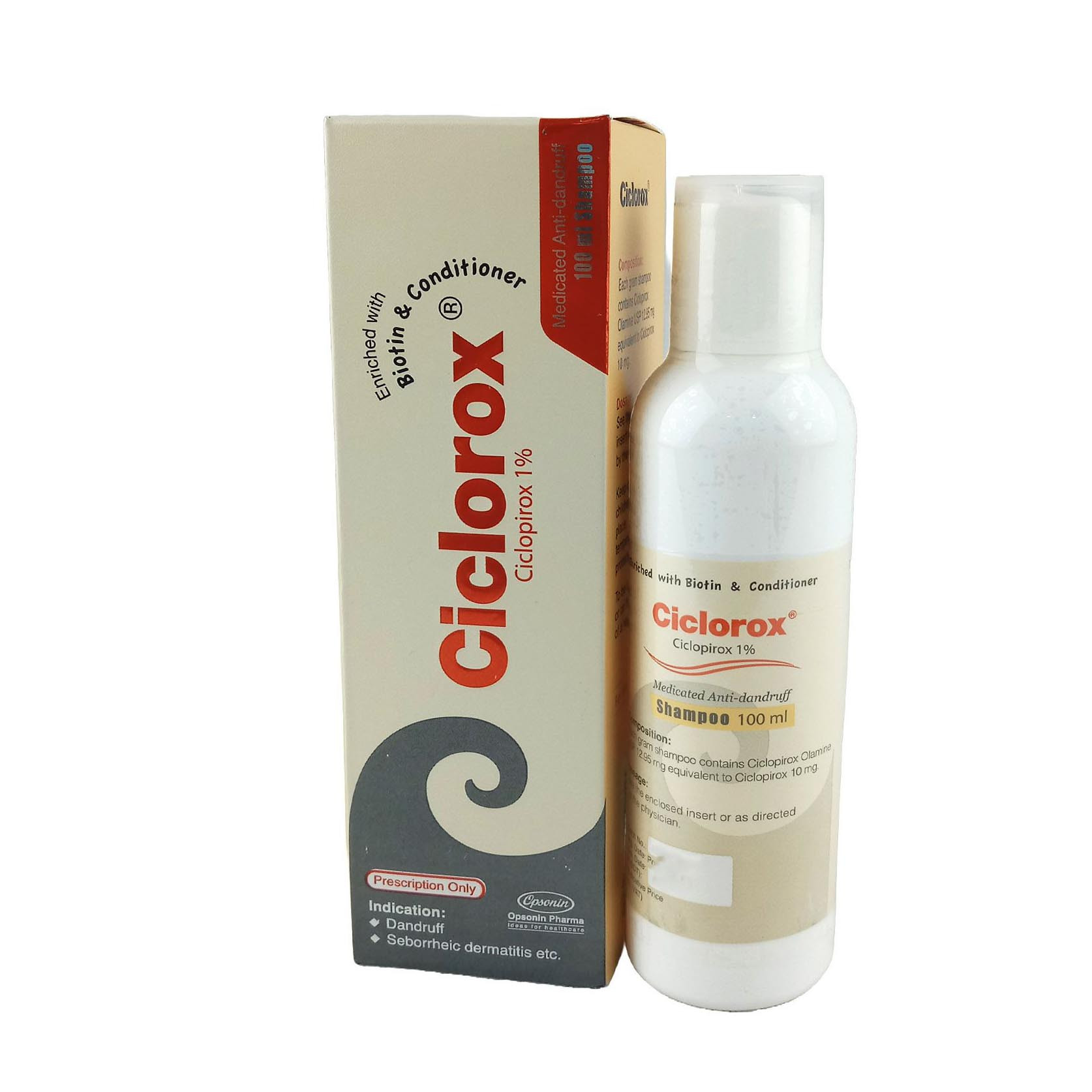 Pack Image: Ciclorox 1% Shampoo (100 ml bottle)