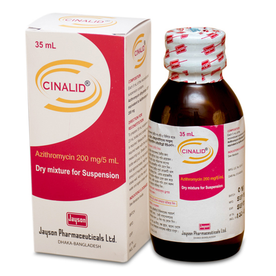 Pack Image: Cinalid 200 mg Suspension (15 ml bottle)