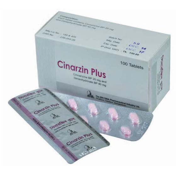 Pack Image: Cinarzin Plus 20 mg Tablet (10 x 10)