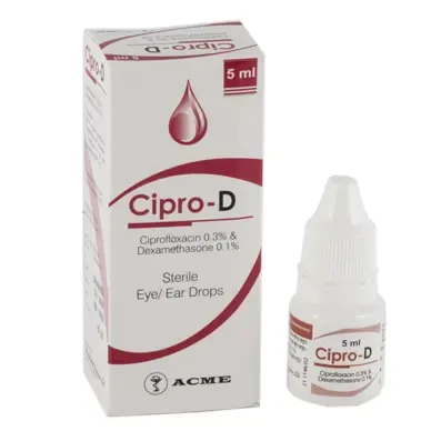 Pack Image: Cipro-D 0.3% 0.1% Eye Drop (5 ml drop)