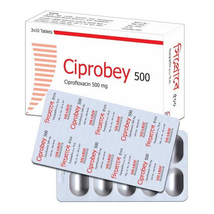 Pack Image: Ciprobey 500 mg Tablet (3 x 10)