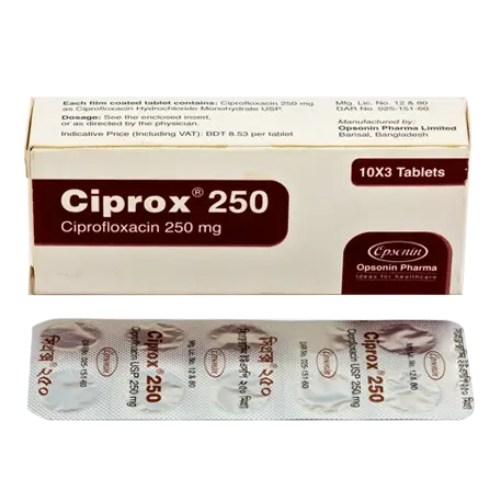 Pack Image: Ciprox 250 mg Tablet (3 x 10)