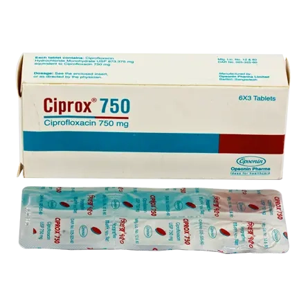 Pack Image: Ciprox 750 mg Tablet (3 x 6)
