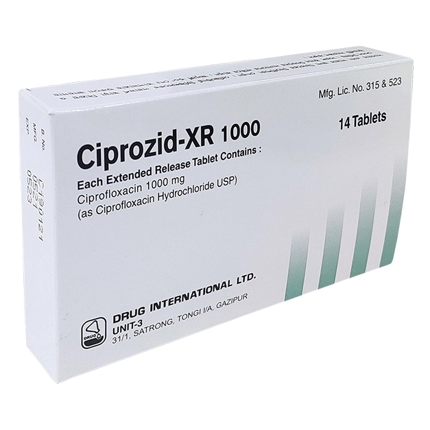Pack Image: Ciprozid-XR 1000 mg Tablet (2 x 7)