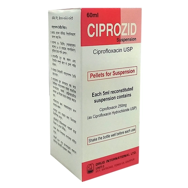 Pack Image: Ciprozid 250 mg Suspension (60 ml bottle)