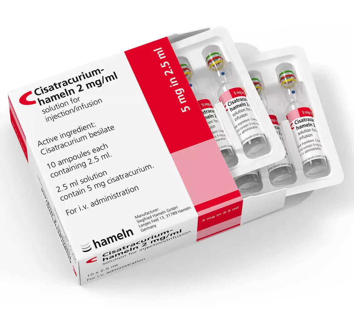 Pack Image: Cisatracurium Hameln 5 mg Injection (2.5 ml ampoule)