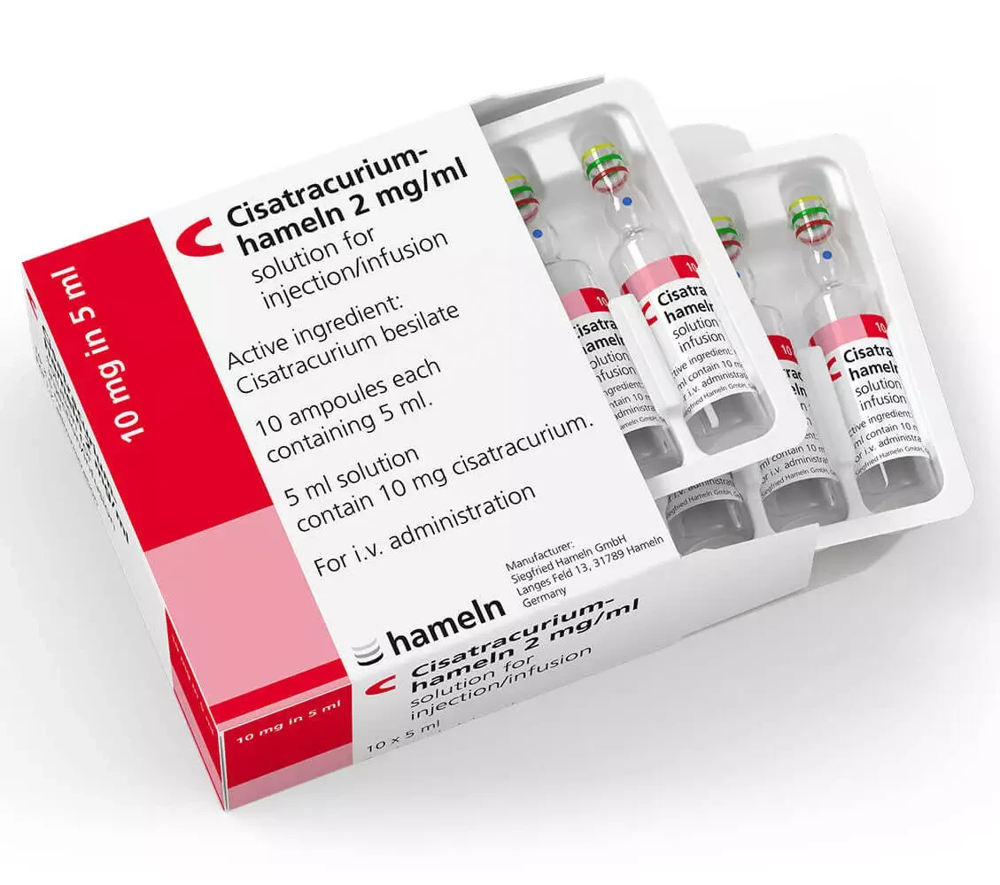 Pack Image: Cisatracurium Hameln 10 mg Injection (5 ml ampoule)