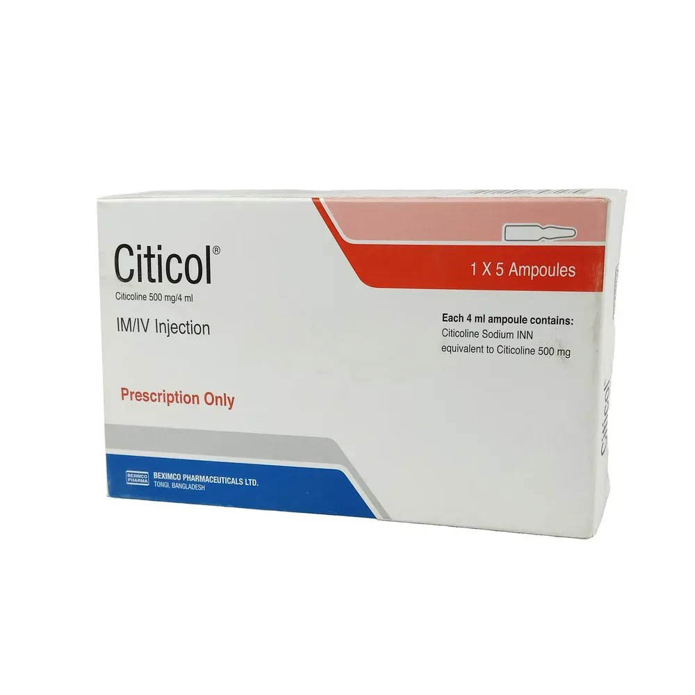 Pack Image: Citicol 500 mg Injection (4 ml ampoule)